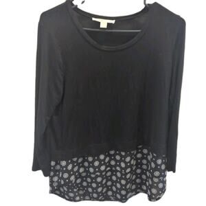 Michael Michael Kors Geometric Print Pullover Top, Shirt Blouse Small Black EUC